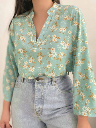 BLUSA FLORAL EVA CELESTE