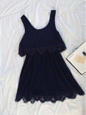 VESTIDO CROCHET AZUL NEGRO