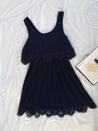 VESTIDO CROCHET AZUL NEGRO