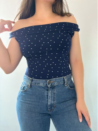 BLUSA PUNTOS AZUL NEGRO